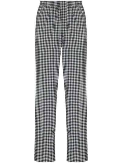 Sunspel Check Cotton Pyjama Trousers In Grey