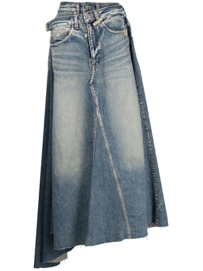 Miharayasuhiro Deconstructed Midi Denim Skirt In Blue