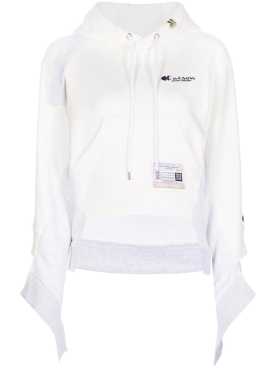 Miharayasuhiro Embroidered-logo Cotton Hoodie In White