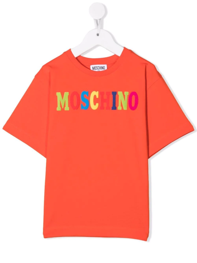 Moschino Kids' Multicolour Logo T-shirt In Orange
