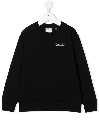 Marcelo Burlon County Of Milan Kids' Cross Print Crew Neck Sweatshirt In Black