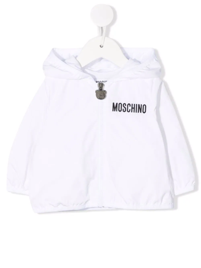 Moschino Babies' Toy-bear Print Hoodie In White