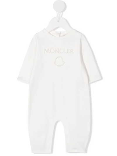 Moncler Babies' Embroidered-logo Romper In White