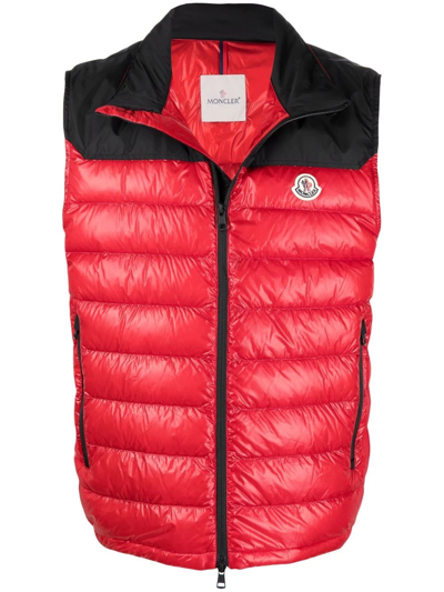 Moncler Ortac Padded Down Gilet In Red