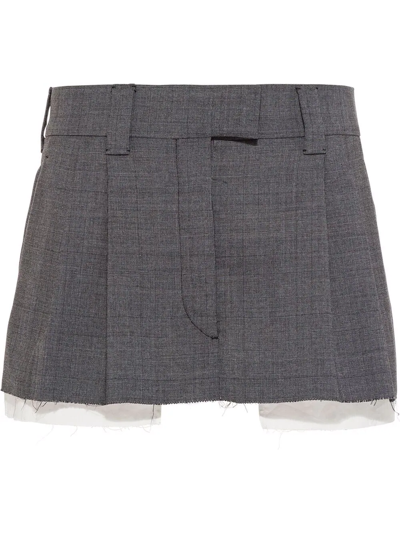 Miu Miu Prince-of-wales Check Mini Skirt In Grey