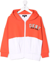 Dkny Logo-print Zip-up Hoodie In Orange