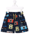 Paul Smith Junior Blue Boy Swimsuit With Multicolor Print In Blue