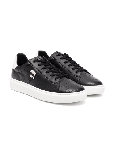 Karl Lagerfeld Kids' Logo-patch Low-top Trainers In Black