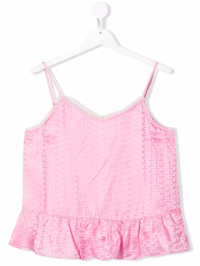 Zadig & Voltaire Teen Spaghetti-straps Ruffle-hem Top In Pink