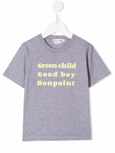 Bonpoint Teen Slogan-print Short-sleeve T-shirt In Grey