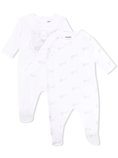 Kenzo Babies' Tiger-print Pyjama In White