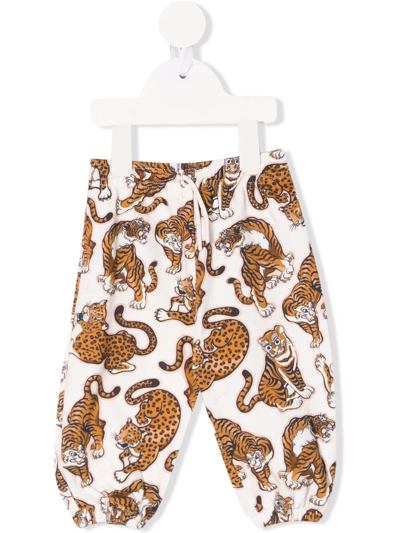 Kenzo Babies' Tiger-print Track Trousers In White