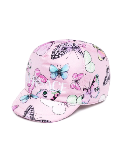 Versace Butterfly-print Baseball Cap In Pink