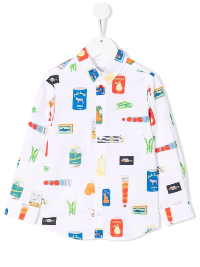 Paul Smith Junior White Teen Boy Shirt With Multicolor Print