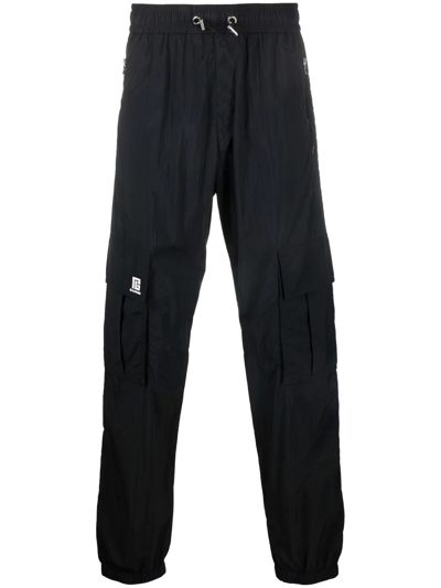 Balmain Logo Patch Black Track Pants In Nero