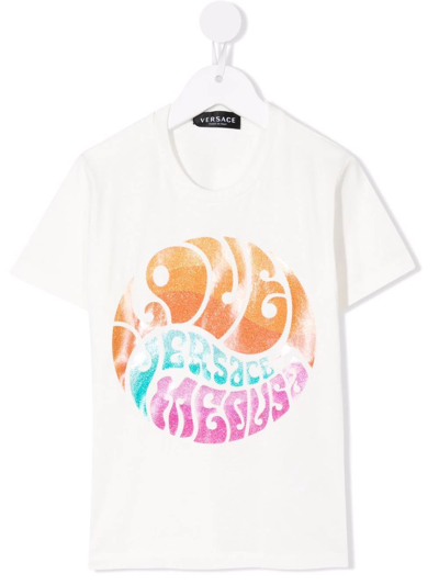 Versace Kids' Graphic-print Cotton T-shirt In White