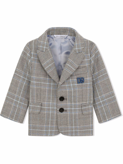 Dolce & Gabbana Babies' Check-print Tailored Blazer In Grey