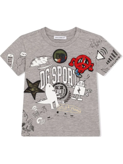 Dolce & Gabbana Babies' Kids Cotton Dg Sport T-shirt (2-6 Years) In Grey