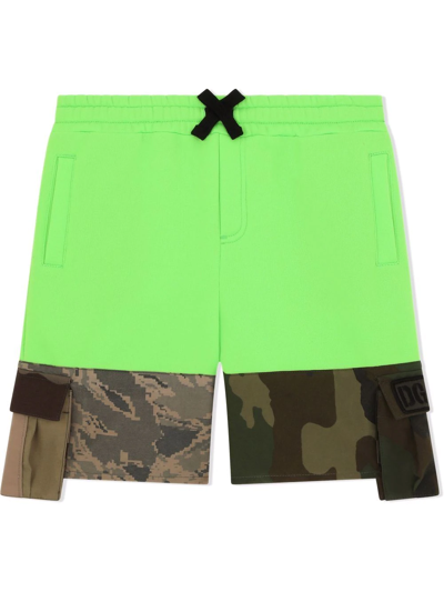 Dolce & Gabbana Kids' Camouflage Patchwork Shorts In Multicolour