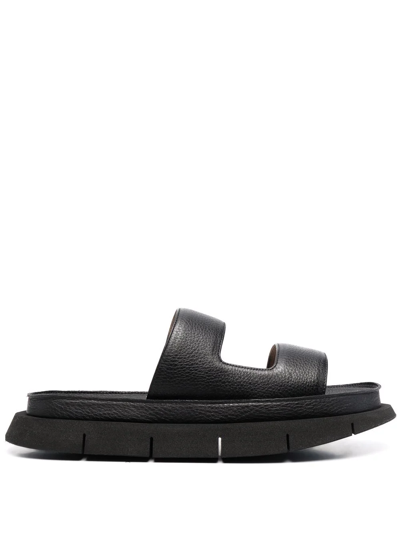 Marsèll Double Band Leather Platform Sandals In Black