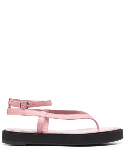By Far Cece Grained-leather Sandals In Pink