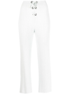 DION LEE RIBBED-KNIT EYELET LACE-UP TROUSERS
