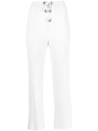 Dion Lee Ribbed-knit Eyelet Lace-up Trousers In Blue