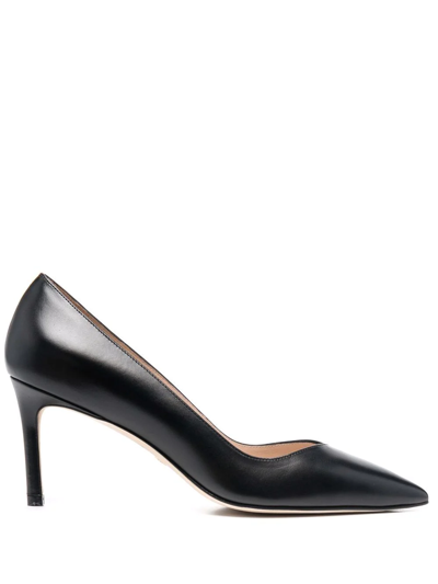 Stuart Weitzman Pointed-toe Leather Pumps In Black