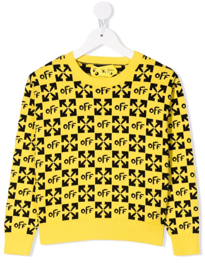 Off-white Kids' Yellow Sweat For Boy With Black Logo