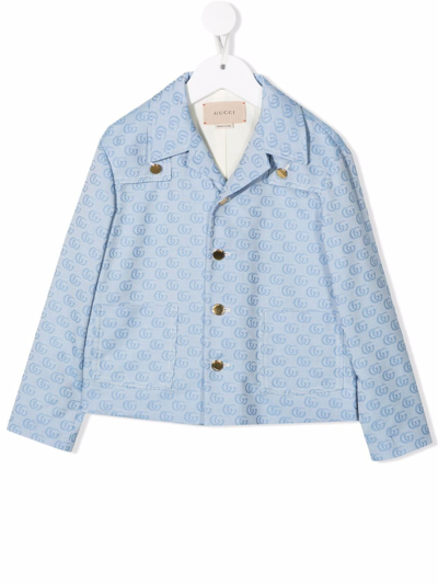 Gucci Kids' Monogram-pattern Jacket In Blue