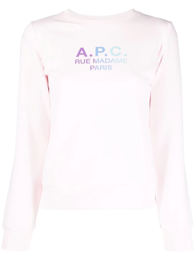 Apc Mathilda Logo Detail Cotton Sweatshirt In Pink