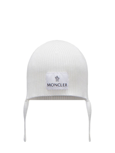Moncler Kids' Uni Cotton Hat In White