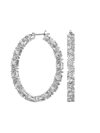 Swarovski Millenia Rhodium-plated Trillion-cut Crystal Hoop Earrings In White