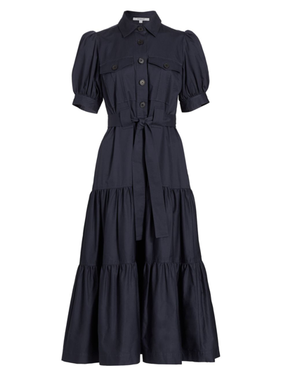 Derek Lam 10 Crosby Buffy Cotton Poplin Utility Dress In Navy