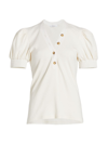 Derek Lam 10 Crosby Heather Ribbed Cotton-blend T-shirt In Off White