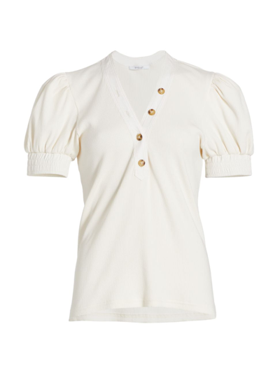 Derek Lam 10 Crosby Heather Ribbed Cotton-blend T-shirt In Off White