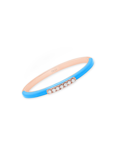 Djula Women's Marbella 14k Rose Gold, Light Blue Enamel, & Diamond Ring In Pink Gold