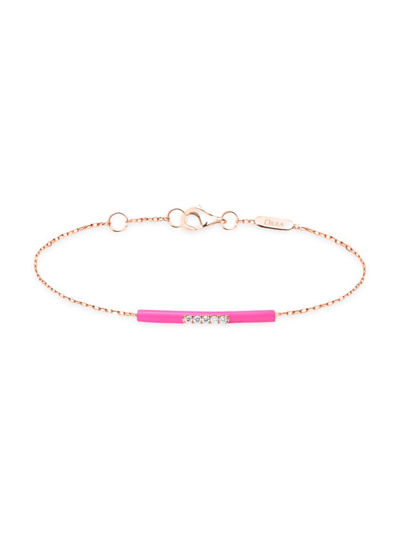 Djula Women's Marbella 14k Rose Gold, Pink Enamel, & Diamond Bar Charm Bracelet In Or Rose