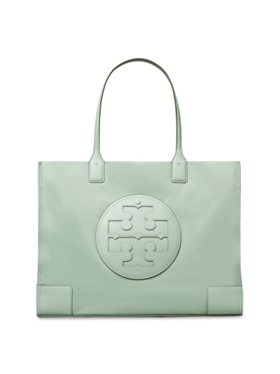 Tory Burch Ella Logo Recycled Nylon Tote Bag In Blue Celadon