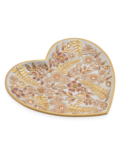 Jay Strongwater Boudoir Floral Heart Trinket Tray In Multi