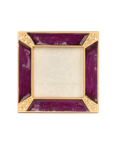 Jay Strongwater Leland Pave Corner Square Picture Frame, Plum