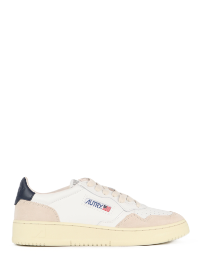 Autry Leather Sneakers With Suede Inserts In White