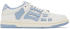 Amiri Skel Textured And Smooth Leather Sneakers In 113 White Blue