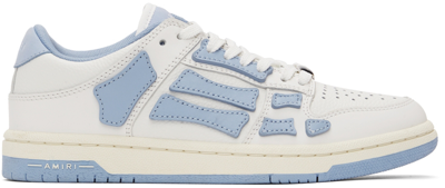 Amiri Skel Textured And Smooth Leather Trainers In Blue