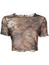 Heron Preston Camo Mesh Cropped Tank Top In Brown