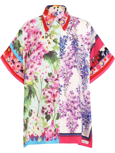 Dolce & Gabbana Floral-print Silk-twill Shirt In Multicoloured