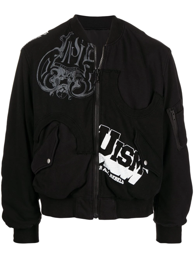 Undercoverism Black Cotton & Nylon Reversible Bomber Jacket