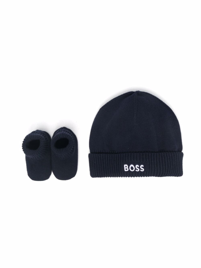 Bosswear Babies' Embroidered Logo Hat Set In Blue