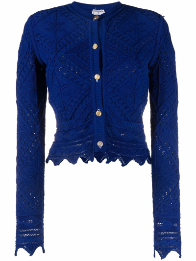 Pre-owned Chanel 2004 Open-knit Cardigan In Blue