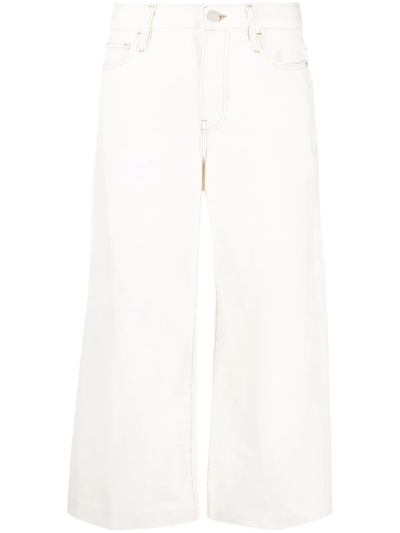 Frame Le Italian Wide-leg Cropped Jeans In White